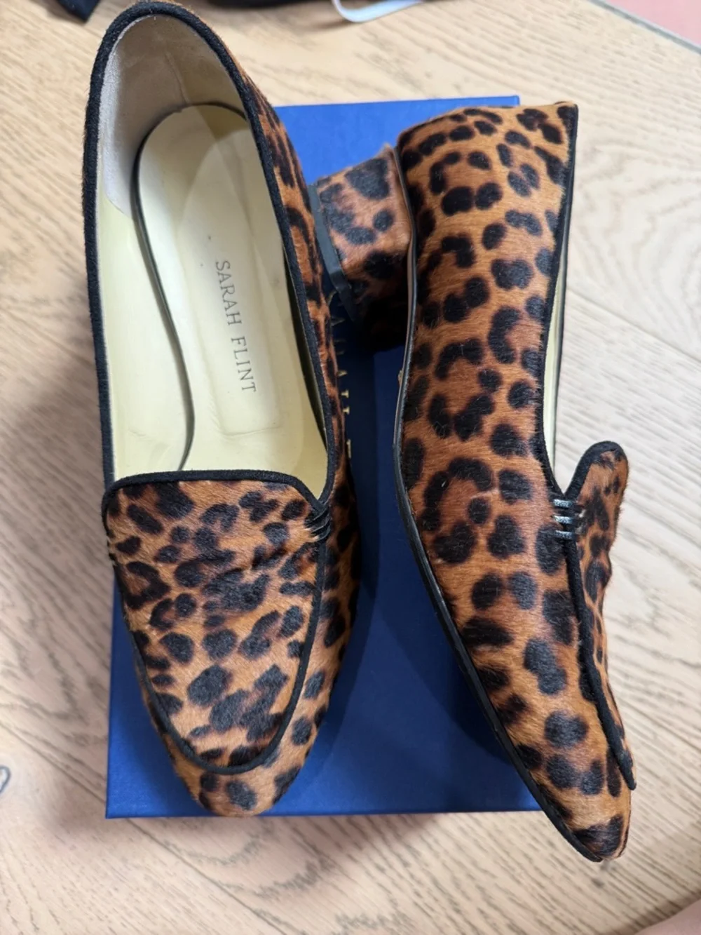 Sarah Flint Rosie Leopard-Print calf hair Loafers 38.5 8 - Picture 1 of 1